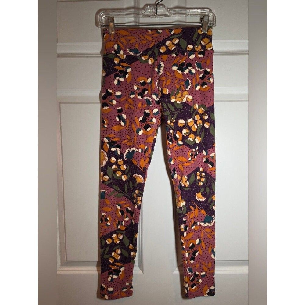Lularoe Floral Print Leggings - Mauve, Mustard & Olive One Size